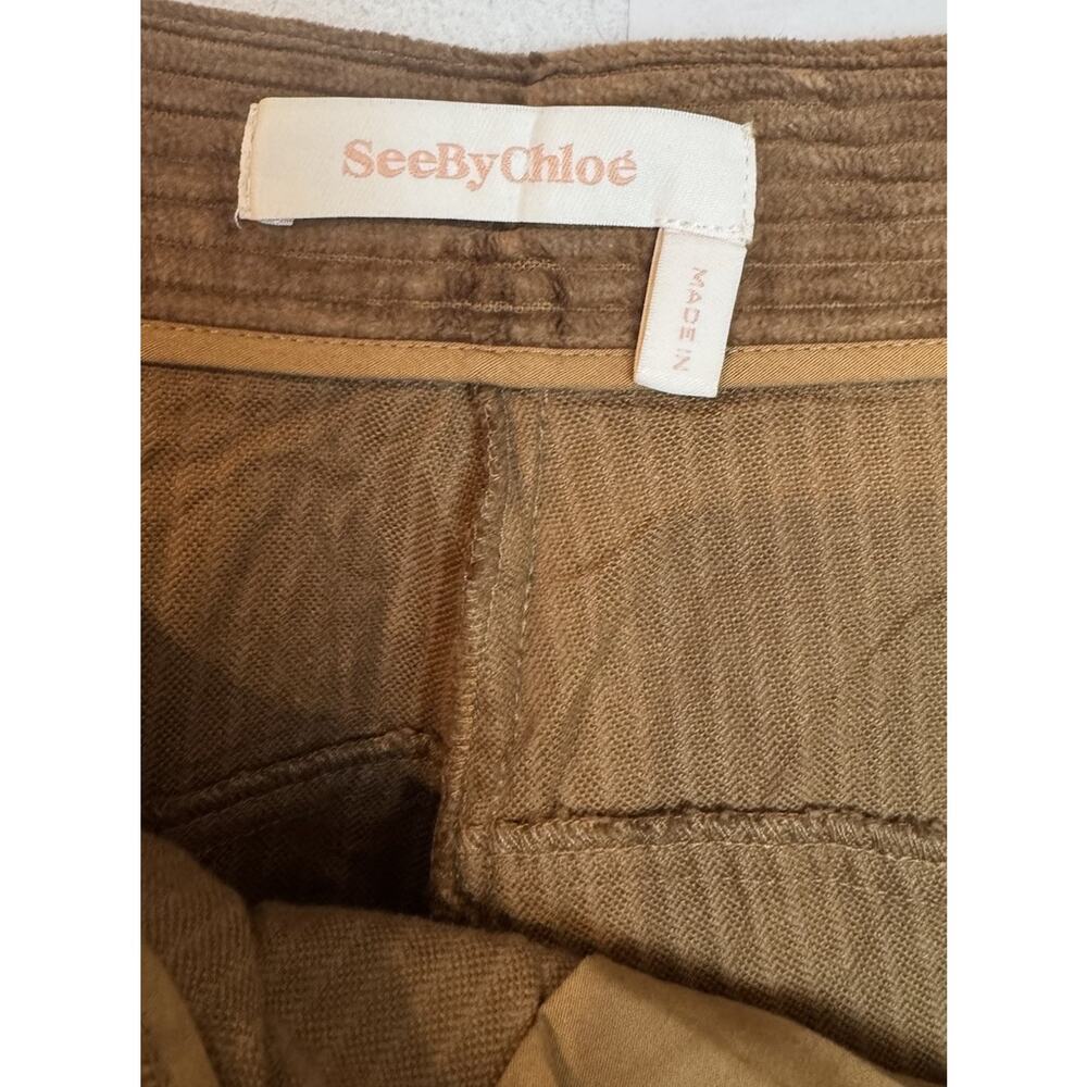 See By Chloe Brown Corduroy Gaucho Wide Leg Crop Palazzo Pants Size 36 -US 4 - Picture 7 of 9